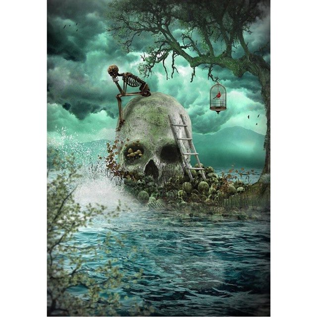 Cuadros Decorativos Kit de póster de mar de calaveras 5D de pintura de diamante de taladro redondo completo hecho a mano DIY Sywqhk Nuevos Originales