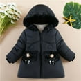 thumbnail image 2 of Girls Clothes Clearance Under 5, Toddler Girls Parka Puffer Jacket with Faux-fur Trim Hood Pockets Windproof Warm Thick Winter Mid Long Down Coat (2 Years, Black), 2 of 4
