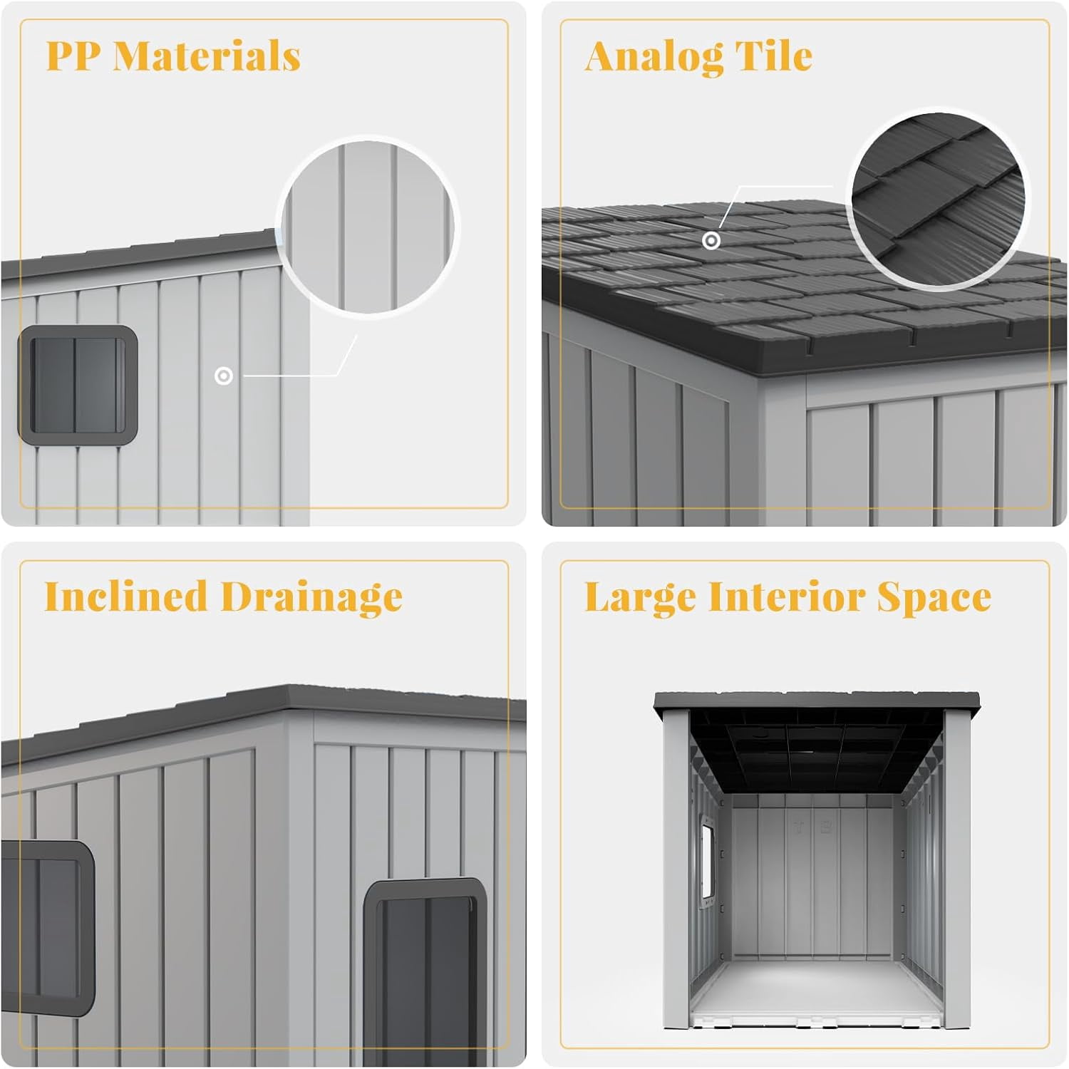 FICARTS Outdoor Condo - Style Waterproof Cat Shelter - PP Material, All - Season Insulated, Easy Assembly, Includes Vents, for Cats & Small Dogs,Gray