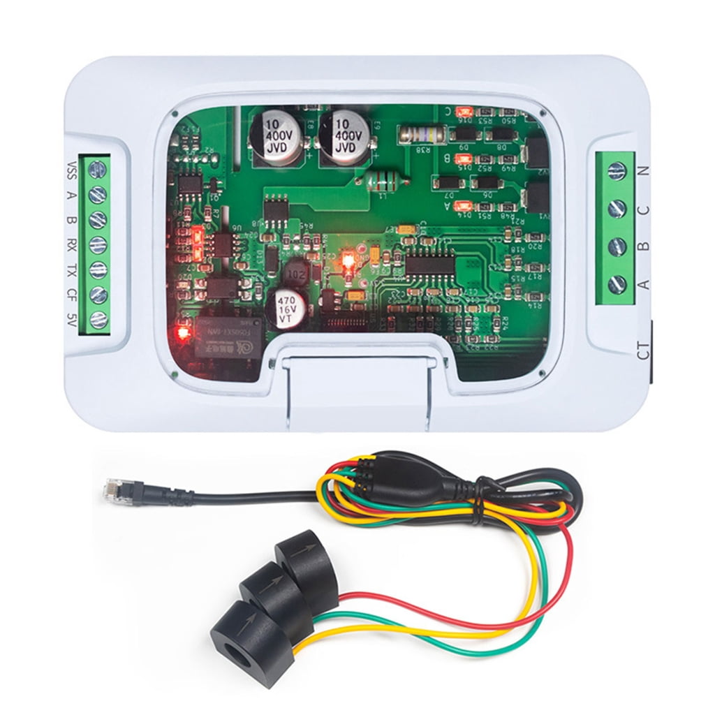 Energy Meter Wattmeter Clear View DIN Rail 100A AC 220/380V Modbus Power Monitor Three Phase AC Energy Meter Module