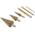 thumbnail image 1 of HSS Drill Set, Round Shank Straight Grooved Step Drills Bits 6Pcs/Set Higher Hardness  For Thin Wood, 1 of 8