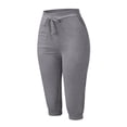 thumbnail image 5 of Gym Sweats Women, Comdrip 3 Pcs Women's Capri Sweatpants Joggers Casual Sports Cropped Lounge Pants High Waisted Athletic with Pockets Women's Casual Pants & Capris Grey XL, 5 of 5