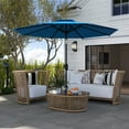 thumbnail image 2 of Melocadol 9FT Outdoor Patio Umbrella, Outdoor Table Umbrella with Sturdy Ribs, Push Button for Tilt Adjustment, Crank Lift, for Pool, Yard, Garden, Deck, Blue, 2 of 6