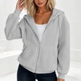 thumbnail image 5 of Women Fashion Hooded Sweatshirts Zip Front Soft Solid Blouse Long Sleeve Tops Pockets Hoodied Sweatshirt, 5 of 8