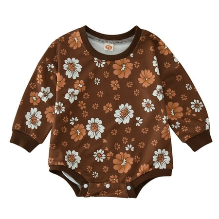 

Baby Girl Clothes Fall Crew Neck Sweatshirt Floral Romper Long Sleeve Jumpsuit Cute Girl Clothes