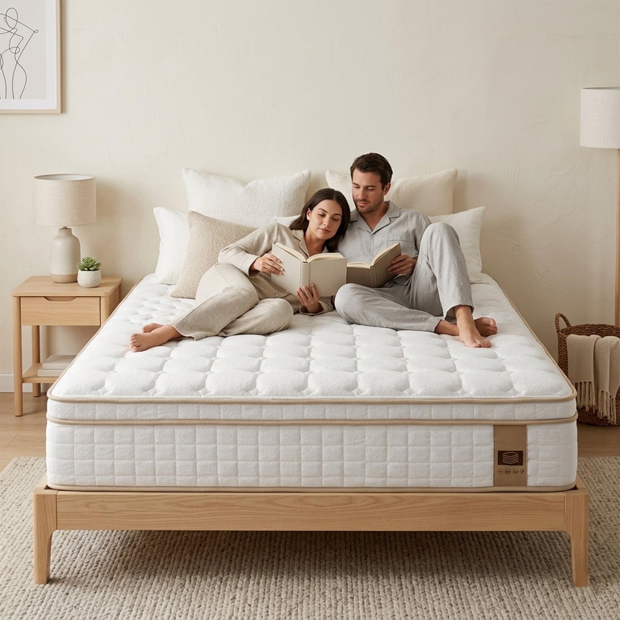 IDEK Furniture Adult 12 Inch Mattress-in-a-Box Queen Medium Euro Top Hybrid Mattress,White