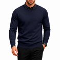 thumbnail image 2 of FOPSUFGWFO Men's Knit Sweaters 2 in 1 Crew Neck Sweatshirts With Shirt Collar Long Sleeve Pullover Tops for Business 3XL, 2 of 6