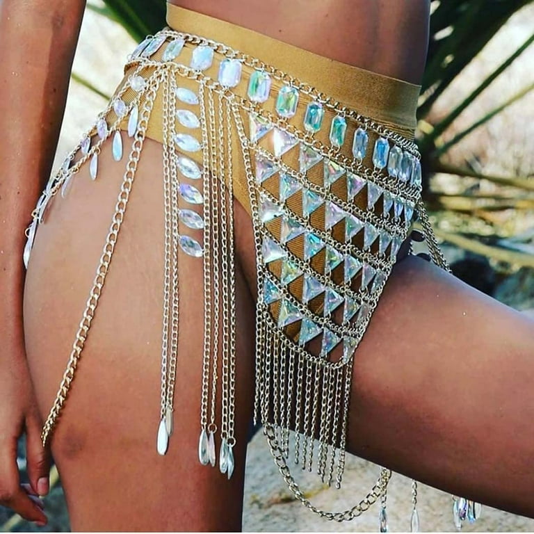  CanB Rhinestone Body Chains Hollow Mesh Body Waist Belly Chain  Skirt Festival Body Jewelry for Women and Girls (Blue Crystal) : Clothing,  Shoes & Jewelry