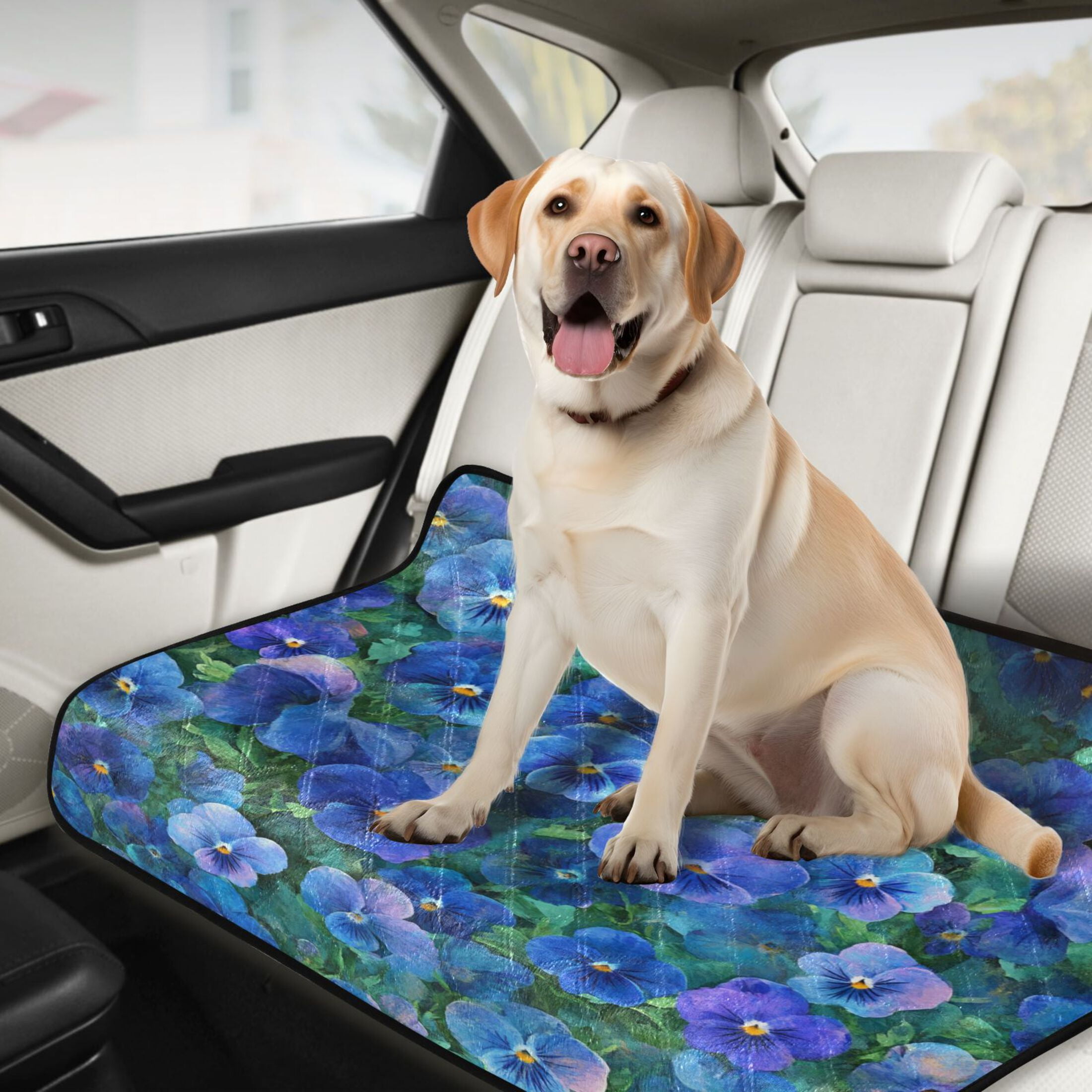 Washable Pet Pee Pads with Super Absorbent Reusable Training Pads for Dogs & Cats Blue Pansies