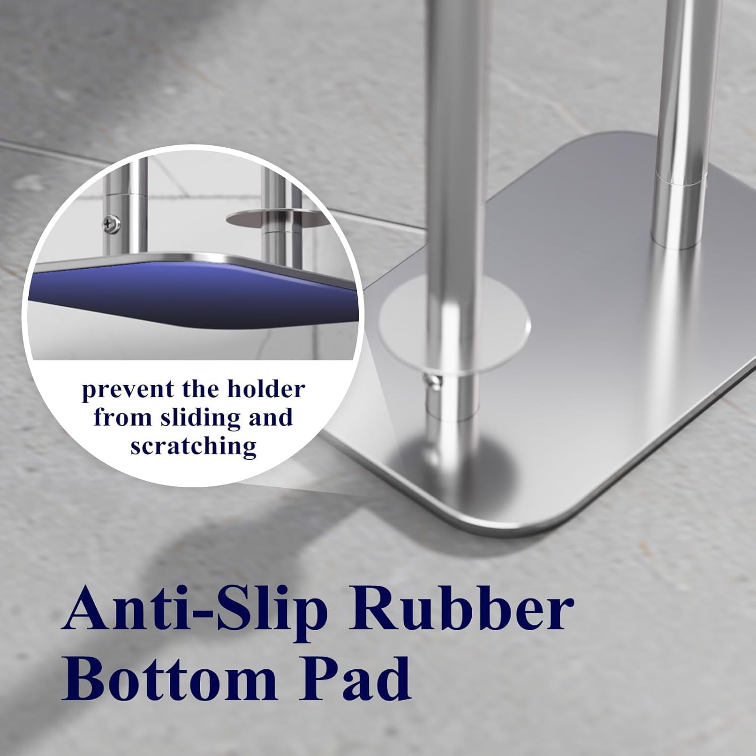Toilet Paper Holder Free Standing – Rustproof Metal Toilet Paper Stand for 4 Rolls with Anti-Slip Base and Shelf for Phone & Small Items, Bathroom Organizers and Storage, Medium