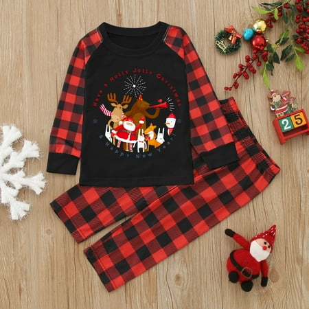 

Christmas Pajamas For Family Kids Children Clothes Santa Prints Long Sleeve Tops Pants Matching Christmas Pjs For Family