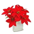 thumbnail image 5 of 3 Pcs Christmas Artificial Flowers Poinsettia Flowers Red 7 Heads Silk Poinsettia Christmas Floral Bouquet Winter Artificial Poinsettia Bushes for Xmas Party Holiday Arrangements Decoration…, 5 of 8