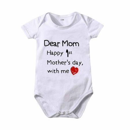 

Stamzod Newborn Baby Summer Rompers Happy Mother s Day Letter Print Girl Boy Clothing 100%Cotton Rompers Jumpsuit 0-24M
