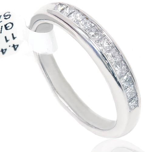 Pompeii SI 1/2ct Princess Cut Channel Set Diamond Wedding Anniversary Ring White Gold 4.5