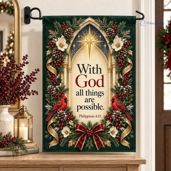 Christian Christmas Garden Flag, Religious Outdoor Yard Banner for Holiday Porch Decor