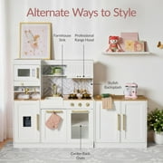 Best Choice Products Deluxe Wooden Pretend Play Kitchen with Island and Espresso Machine - White