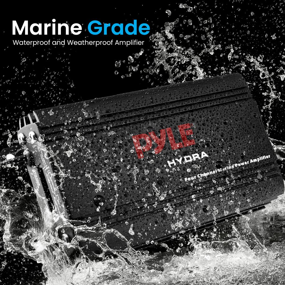 Pyle Marine 4CH MP3/IPod Marine Power Amp-Black ffinish