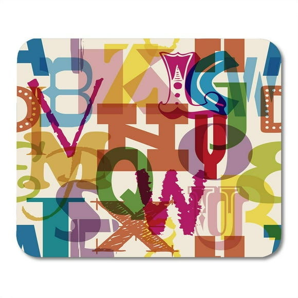 POGLIP Blue Primary Alphabet Letter Pattern Colorful Preschool School ABC Mousepad Mouse Pad Mouse Mat 9x10 inch