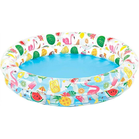 Inflatable Stars Kiddie 2 Ring Circles Swimming Pool (48" X 10") [Assorted Styles]