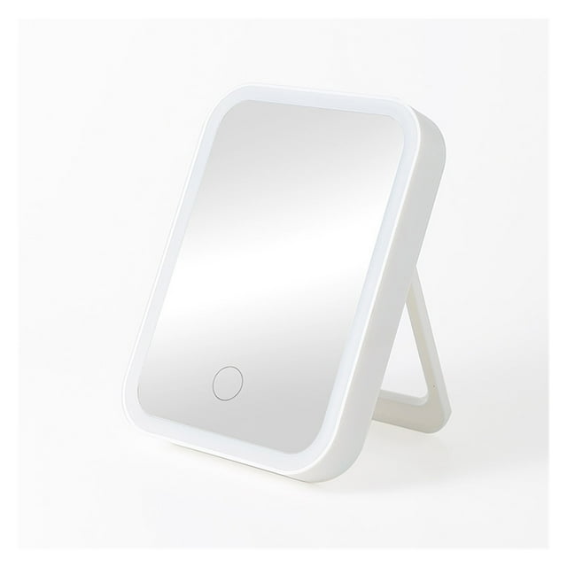 Miroir de Maquillage HD avec Lumière Led, Protection des Yeux, Miroir de Maquillage Pliant, Miroir de Beauté, Chargement USB, Lumière Réglable, Contrôle Tactile, Utilisation Grand