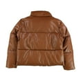 thumbnail image 2 of Levi's Womens Faux Leather Quilted Puffer Jacket, Brown, Large, 2 of 2