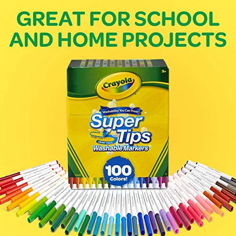 Crayola Super Tips Marker Set, 100 Washable Markers, Assorted Colors, Gift  for Kids 