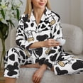 thumbnail image 6 of Pajama Sets for Women 2 Pcs, Cow Button Down Long Sleeve Sleepwear Lounge PJ Sets, 6 of 6