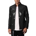 thumbnail image 1 of Chaquetas metálicas INSPIRE CHIC para hombres, chaqueta de PU brillante para fiestas y clubes nocturnos con cremallera, 1 of 5