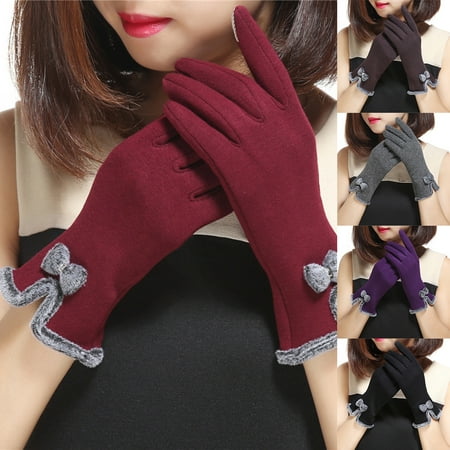 

ANLV Elegant Gloves 1 Pair Plush Full Finger Formal Coldproof Warm Gloves