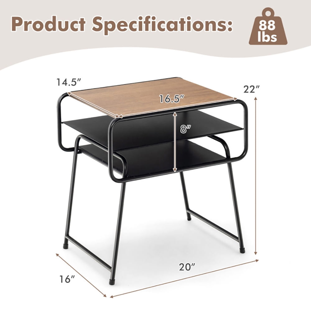 Finihen End Table, 3-tier Compact Side End Table with Storage Shelf, Sofa Side Table, Bed Side Table, for Living Room, Bedroom, Coffee Finihen End Table, 3-tier Compact Side End Table with Storage Shelf, Sofa Side Table, Bed Side Table, for Living Room, Bedroom, Coffee