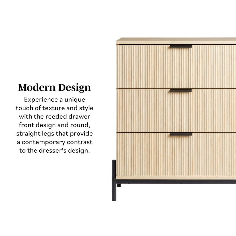 Walker Edison 3-Drawer Chest with Reeded Drawer Fronts, Coastal