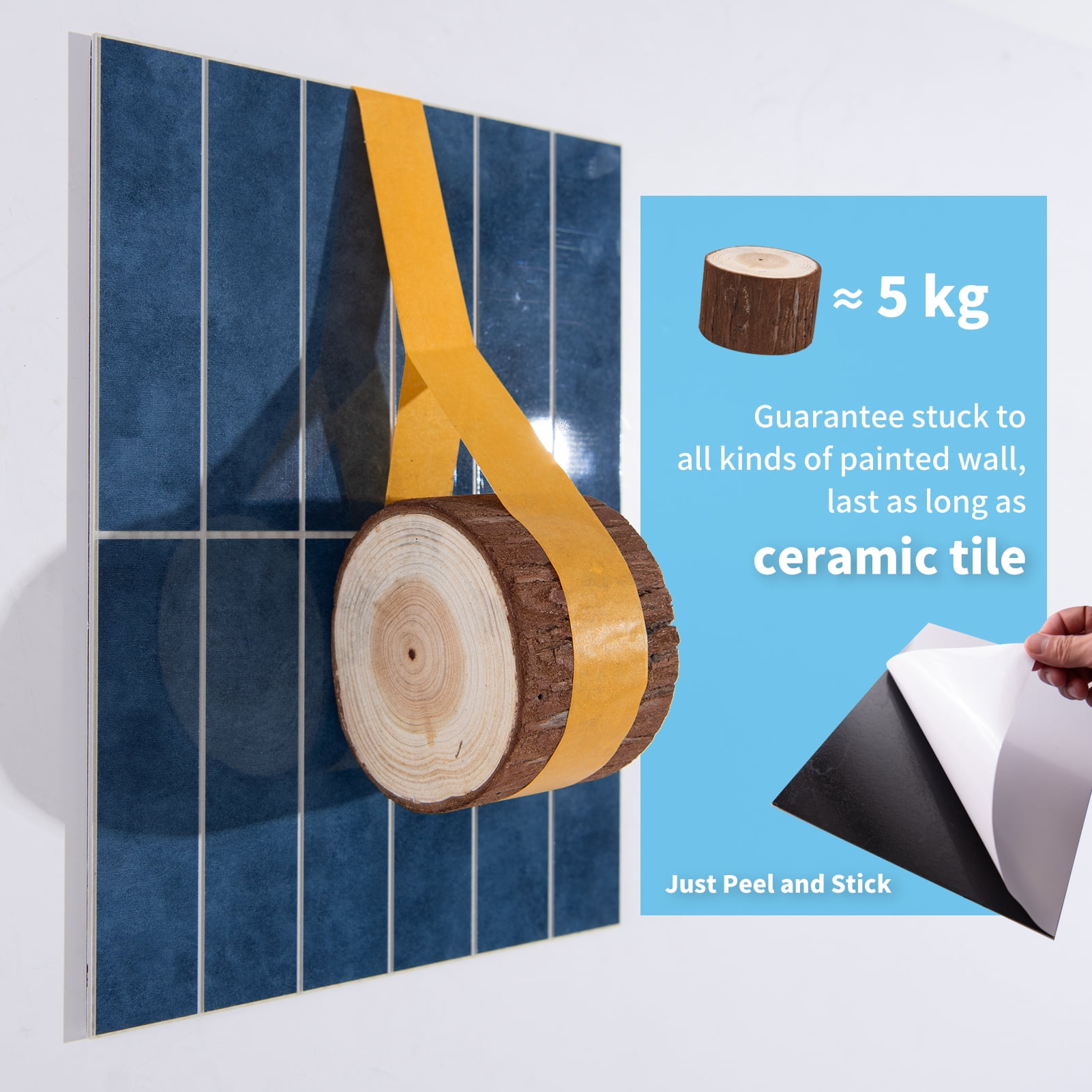 Art3dwallpanel 11.4''x9.1'' Faux Marble Peel & Stick Backsplash for Kitchen,Wall,Blue,7.2sq.ft.(Set of 10)
