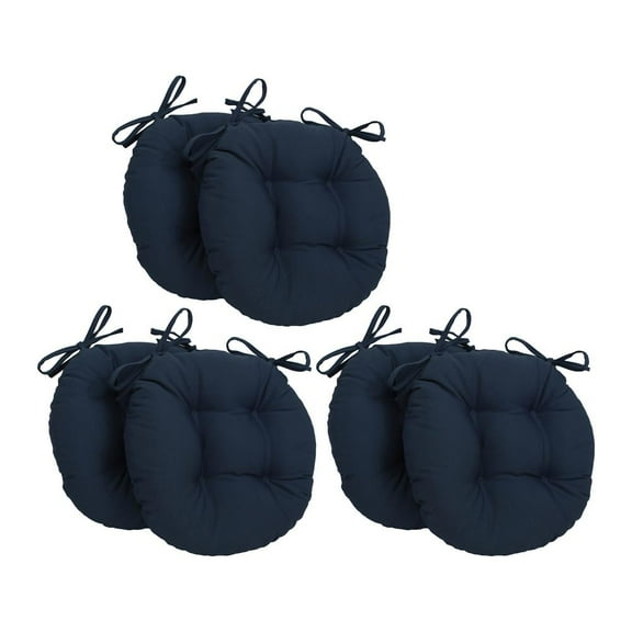 Blazing Needles 16-inch Solid Twill Round Tufted Chair Cushions (Set of 6) 916X16RD-T-6CH-TW-NV