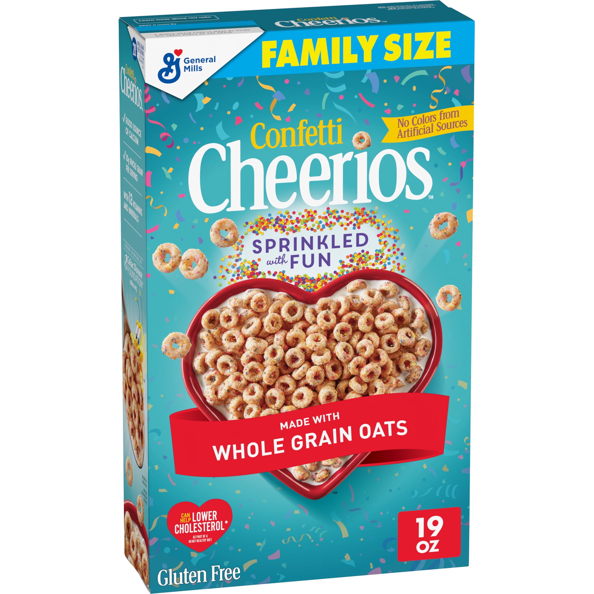 Cheerios Confetti Breakfast Cereal, Gluten Free, Made with Whole Grain, Family Size, 19 oz