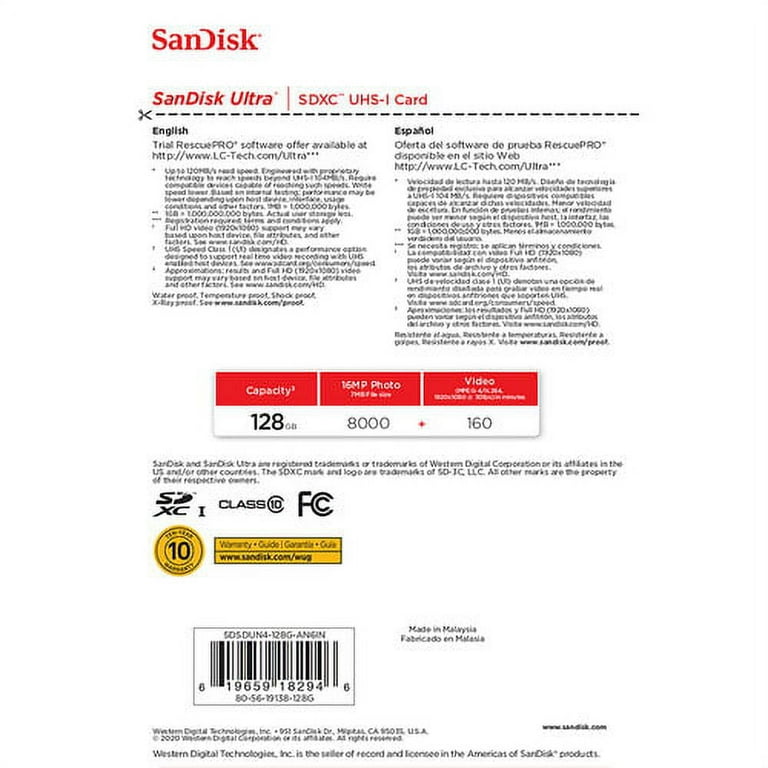 SanDisk 128GB Ultra SDXC Card 120MB/s