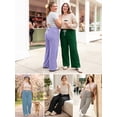 thumbnail image 3 of SHOWMALL Women's Plus Size Wide Leg Pants 1X-5X, Light Gray Soft Stretch Lounge Pants with Elastic Drawstring Waist and Pockets for Homewear and Travel, 3 of 10