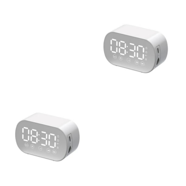 Altavoz inalámbrico Inteprter Bluetooth pantalla LED Barra de sonido estéreo Blanco 2piezas