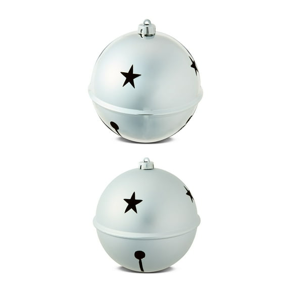 2-Count Silver Jumbo Bell Shatterproof Christmas Ornaments, 7.87 in, by Holiday Time