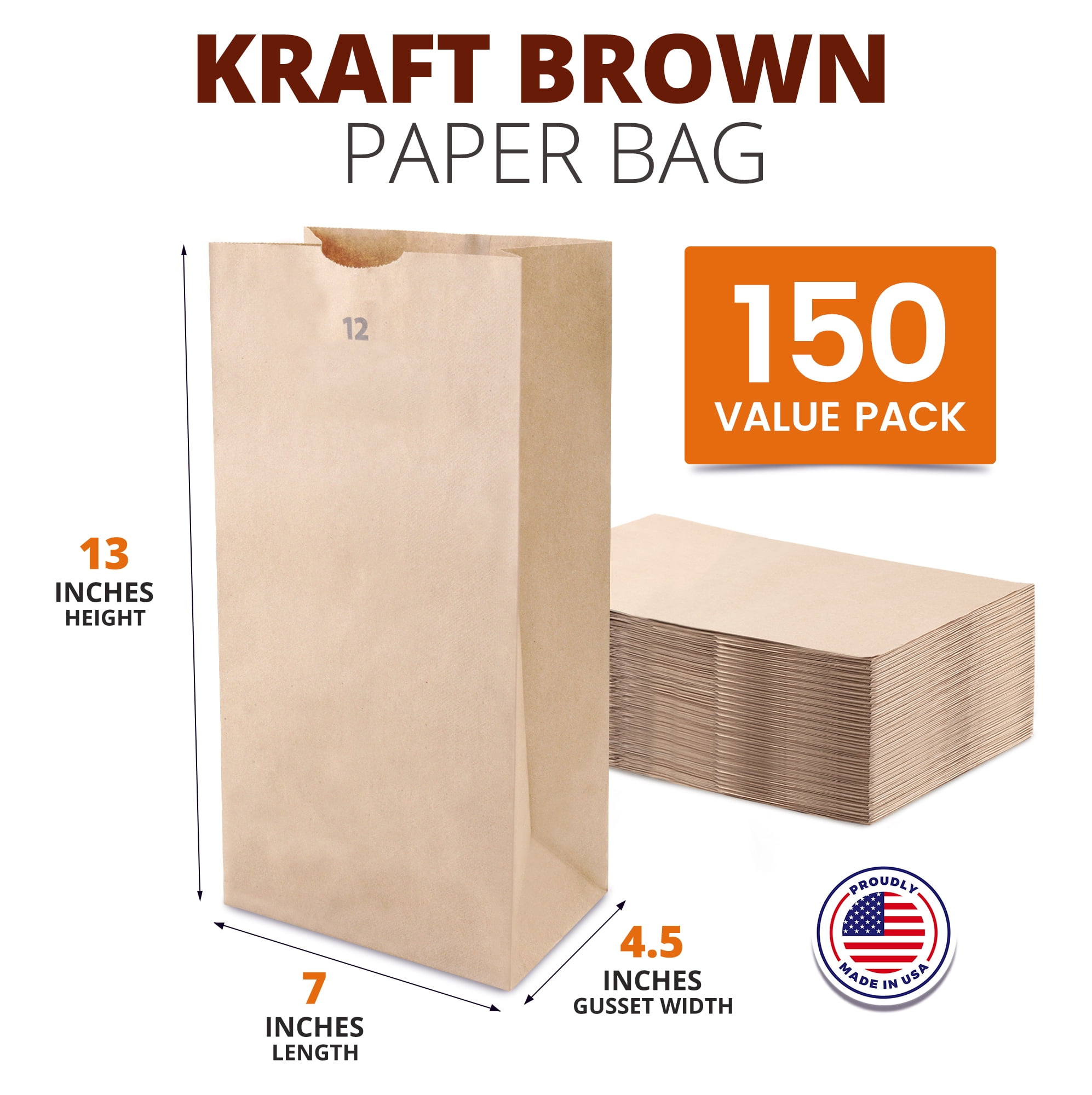 250pcs Star 13x7x13 inches Kraft Paper Bags Twisted Handles; $0.40/bag
