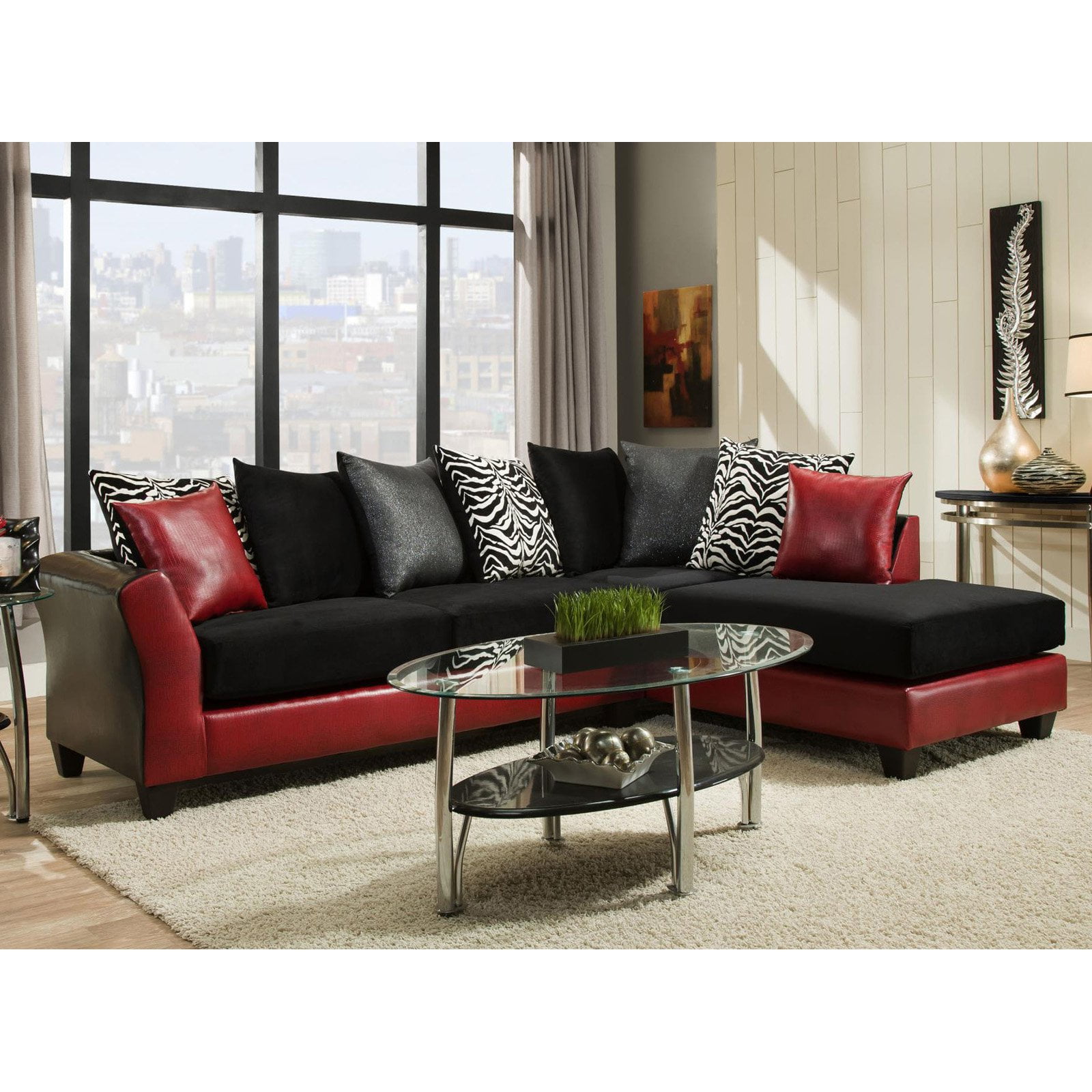 Chelsea Home Furniture Zeta Sectional Jefferson Black and Red
