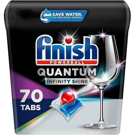 FINISH Quantum Infinity Shine, Dishwasher Pods, Dishwasher Detergent Liquid, Dishwasher Soap, Advanced Clean & Shine, 70ct Dishwasher Tablets