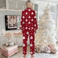 thumbnail image 5 of thermal pajama sets for women winter plush sleepwear with non- grips Women's Christmas Christmas Printed Button Pocket Long Sleeve Trousers Home Pajama Set, 5 of 5