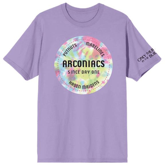 Only Murders In The Building Arconiacs Tie-Dye Circle Crew Neck Short Sleeve Purple Haze Women's T-shirt-Medium