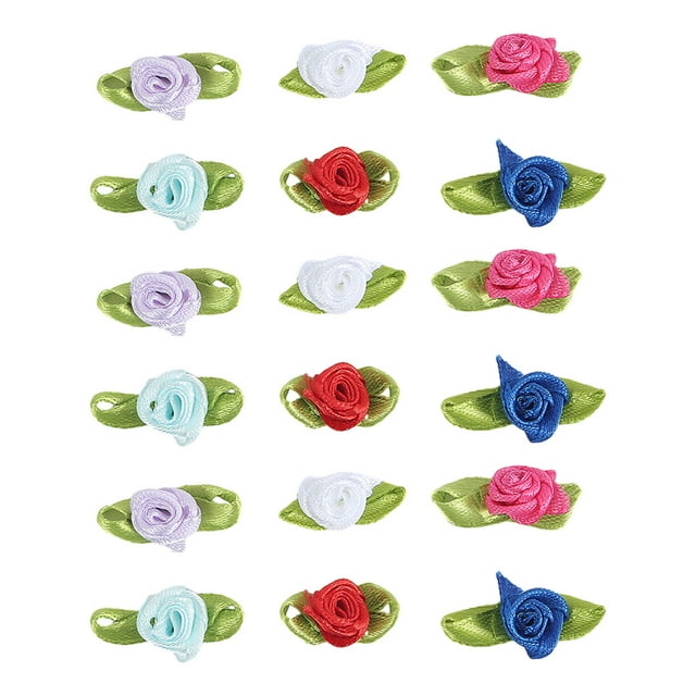 Kearding 100 piezas de flores de cinta fáciles y hermosas para proyectos de bricolaje flores de cinta de satén cabezas de flores Decoración del hogar multicolor
