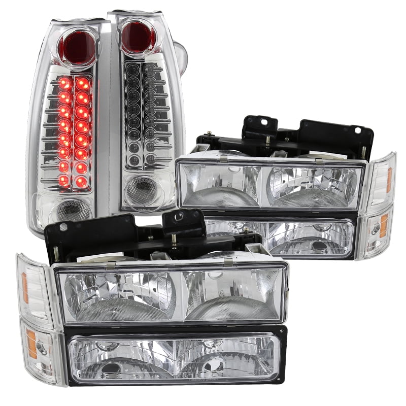 SpecD Tuning For 19941998 Gmc Sierra 1500/2500/3500 Chrome Headlights Bumper Corner Lamps SpecD Tuning For 19941998 Gmc Sierra 1500/2500/3500 Chrome Headlights Bumper Corner Lamps