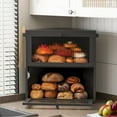 thumbnail image 5 of BGTREND Double Layer Bamboo Bread Box for Kitchen Countertop, Spacious Wooden Corner Bread Storage Container, Under Cabinet Organizer (Black, Extra Large), 5 of 7