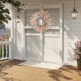 thumbnail image 6 of Pink Forsythia Door Wreath 24 Inch Spring Front Door Wreath Blossom Cluster Flower Farmhouse Wreath on Grapevine for Festival Celebration Front Door Wall Window Decoration Home Christmas Decor, 6 of 7