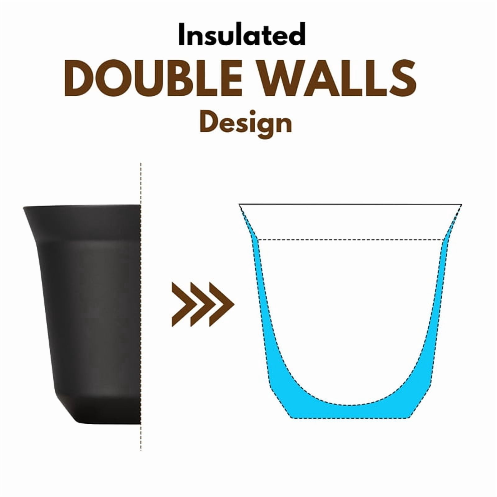 80ml Stainless Steel Espresso Cups Set - 4 Pack Double Wall 304 Stainless Steel Demitasse Cups 2.7oz,Black