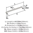 thumbnail image 5 of Amerock Collet 7-9/16 inch (192mm) Center-to-Center Satin Nickel Cabinet Pull, 5 of 6