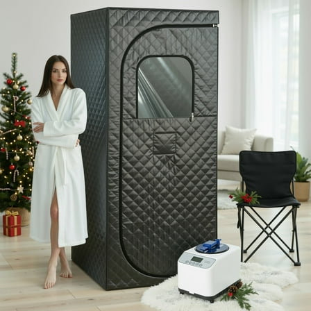 Naipo Portable Steam Sauna Box for Home Spa, Indoor Sauna Tent with 3L 1000W Steamer Remote Control and Foldable Chair, 2.6’x 2.6’x 6’